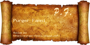 Purger Fanni névjegykártya